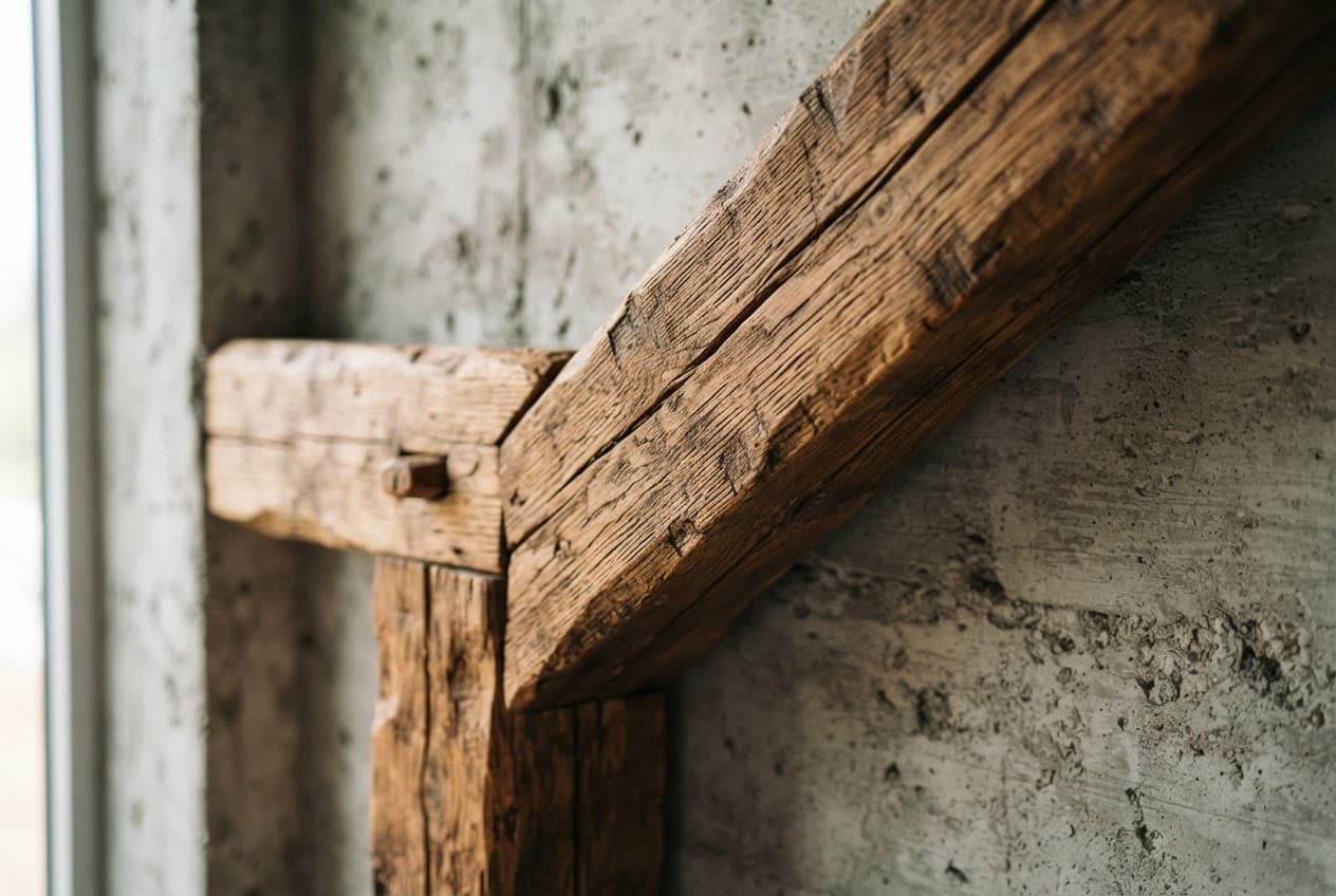 Material study — oak beams and concrete